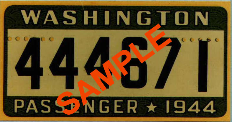 Modal Additional Images for 1944 Washington registration/ inspection Sticker